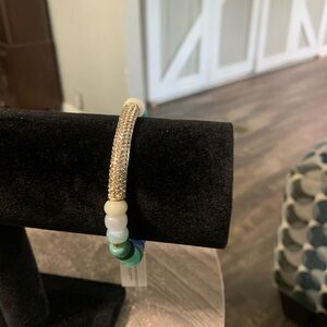 Gold and Blue Beaded Bracelet